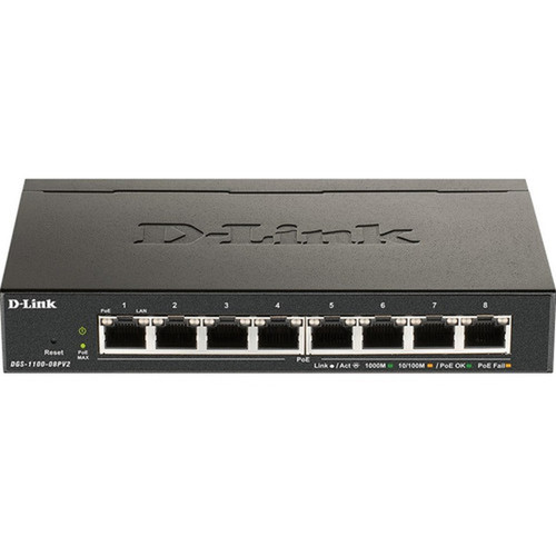 D-Link DGS-1100-08PV2 Ethernet Switch - 8 Ports - Manageable - Gigabit Ethernet - 1000Base-T - 2 Layer Supported - 7790 W Power - 64 DGS-1100-08PV2