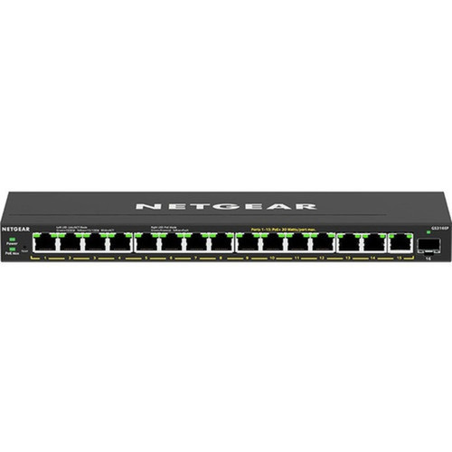 Netgear GS316EP Ethernet Switch - 15 Ports - Manageable - 3 Layer Supported - Modular - 1 SFP Slots - 180 W PoE Budget - Twisted Pair GS316EP-100NAS