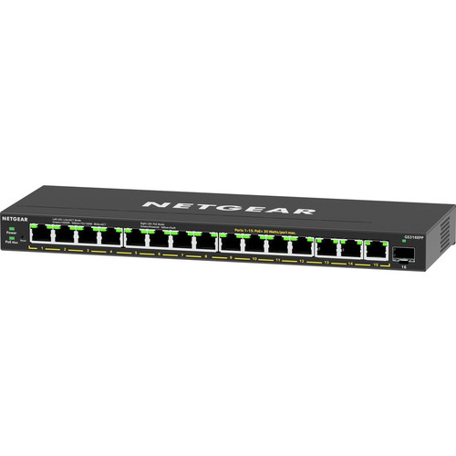 Netgear 16-Port High-Power PoE+ Gigabit Ethernet Plus Switch (231W) with 1 SFP Port - 15 Ports - Manageable - 3 Layer Supported - - 1 (Fleet Network)