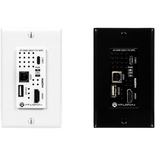 Atlona Wallplate HDBaseT Transmitter for HDMI and USB-C with USB Hub - 1 Input Device - 330 ft (100584 mm) Range - 1 x Network (RJ-45) (Fleet Network)