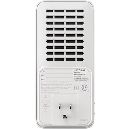 Netgear EAX12 Dual Band IEEE 80211 abgnacax 160 Gbits Wireless Range Extender - 240 GHz 5 GHz - Internal - 1 x Network - - EAX12-100CNS