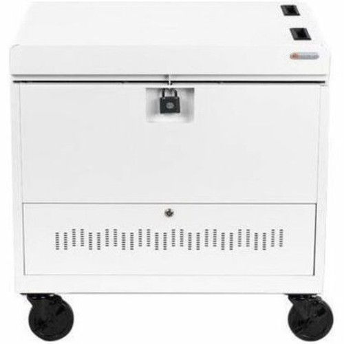 Bretford CUBE Toploader Cart with Caddies - 4 Casters - Steel Foam - 34 Width x 23 Depth x 33 Height - Arctic White - For 30 TVTL30CAD-AW