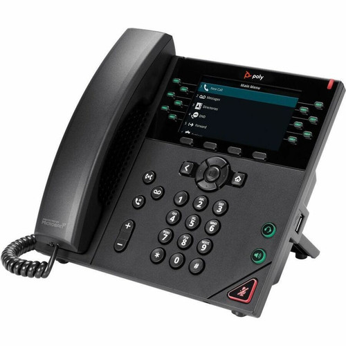 Poly VVX 450 IP Phone - Refurbished - Corded - Corded - Desktop - Black - TAA Compliant - 12 x Total Line - VoIP - 2 x Network (RJ-45) (2200-48840-025RS)