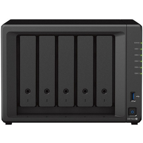 Synology DiskStation DS1522 SANNAS Storage System - 1 x AMD R1600 Dual-core 2 Core 260 GHz - 5 x HDD Supported - 0 x HDD - 5 x - DS1522