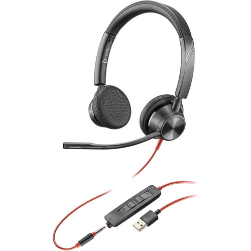 Poly Blackwire 3325 USB-A Headset - Stereo, Mono - USB Type A - Wired - 32 Ohm - 20 Hz - 20 kHz - On-ear, Over-the-head - Binaural - - (Fleet Network)