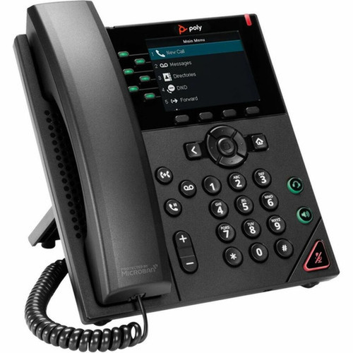 Poly VVX 350 IP Phone - Corded - Corded - Desktop Wall Mountable - Black - VoIP - 2 x Network RJ-45 - PoE Ports 89B69AAABA