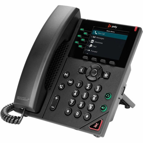 Poly VVX 350 IP Phone - Corded - Corded - Desktop Wall Mountable - Black - VoIP - 2 x Network RJ-45 - PoE Ports 89B69AAABA