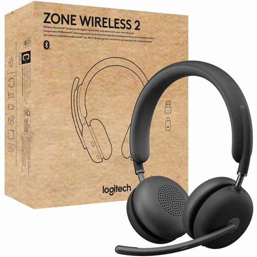 Logitech Zone Wireless 2 Headset - Wireless - Bluetooth - 164 ft - 20 Hz - 20 kHz - Over-the-head - Omni-directional, MEMS Technology (Fleet Network)