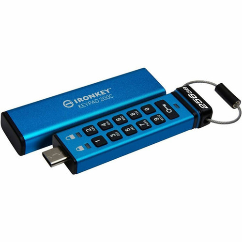 IronKey Keypad 200 256GB USB 32 Gen 1 Type C Flash Drive - 256 GB - USB 32 Gen 1 Type C - 280 MBs Read Speed - 200 MBs Write - IKKP200C256GB