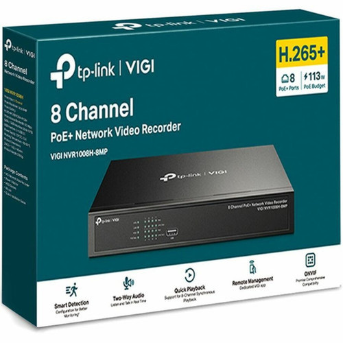 TP-Link VIGI 8 Channel PoE Network Video Recorder - Network Video Recorder - HDMI - 4K Recording VIGI NVR1008H-8MP