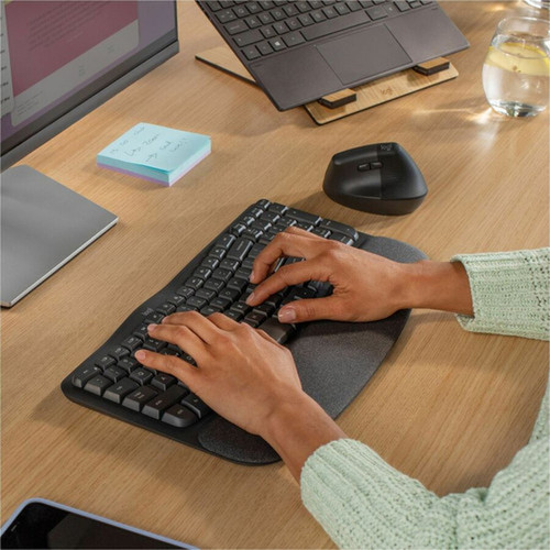 Logitech Wave Keys Keyboard - Wireless Connectivity - Bluetooth - 3281 ft 10000 mm - USB Interface - ChromeOS Windows 10 Windows 920-011898