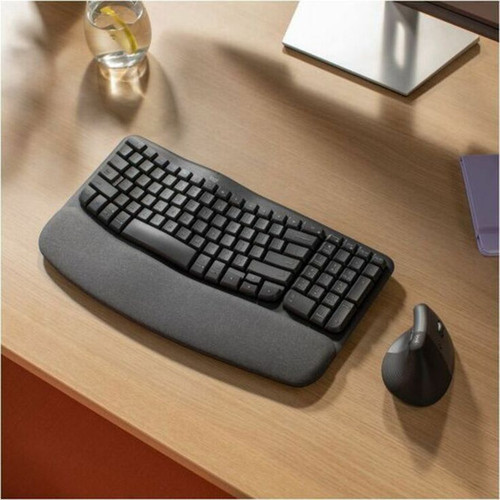 Logitech Wave Keys for Business Ergonomic Keyboard - Wireless Connectivity - Bluetooth - 3281 ft 10000 mm - USB Type A Interface - 920-012058