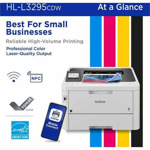 Brother HL-L3295CDW Desktop Wireless Laser Printer - Color - 31 ppm Mono  31 ppm Color - 2400 x 600 dpi class - Automatic Duplex - - HLL3295CDW