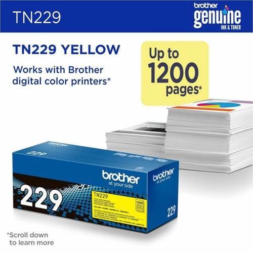 Brother Original Standard Yield Laser Toner Cartridge - Yellow - 1 Each - 1200 Pages TN229Y