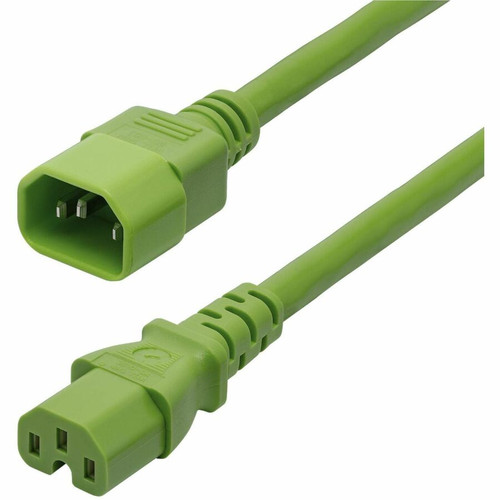 StarTech.com 6ft (1.8m) Heavy Duty PDU Power Cord, IEC 60320 C14 to C15, 15A 250V, 14AWG, Green Power Cable, UL Listed Components - to (Fleet Network)