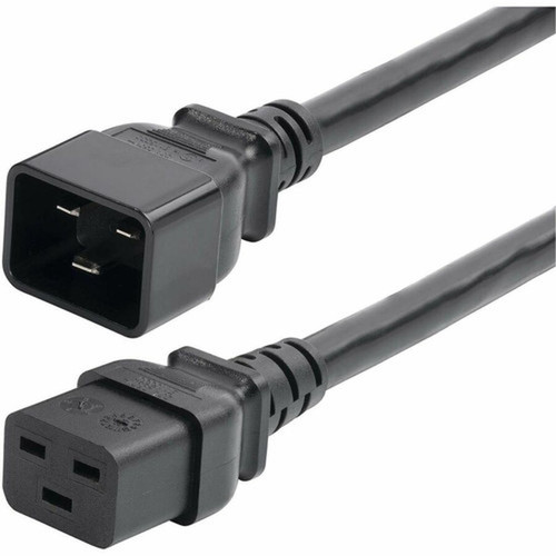 StarTechcom 2ft 60cm Heavy Duty Extension Cord IEC 60320 C19 to C20 Black Extension Cord 20A 250V 12AWG UL Listed Components - BA16-2200-POWER-CORD