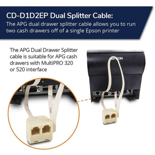 apg Printer Interface Cable  CD-D1D2EP Dual Drawer Splitter Cable  RJ-12 Male Splitter Cable for Epson Printers - RJ-12 Male CD-D1D2EP