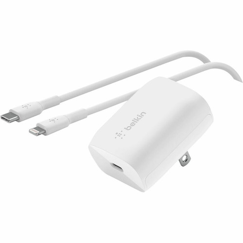 Belkin BoostCharge USB-C Wall Charger 20W + USB-C Cable with Lightning Connector - Power Adapter - 20 W - White (Fleet Network)