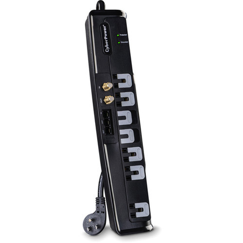 CyberPower CSHT706TC Home Theater 7-Outlets Surge Suppressor 6FT Cord and AV protection - Plain Brown Boxes - 7 x NEMA 5-15R - 1950 J CSHT706TC