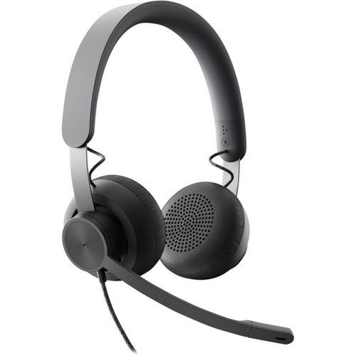 Logitech Zone Headset - Stereo - USB Type C - Wired - 32 Ohm - 20 Hz - 16 kHz - Over-the-head - Binaural - Circumaural - 62 ft Cable 981-000876