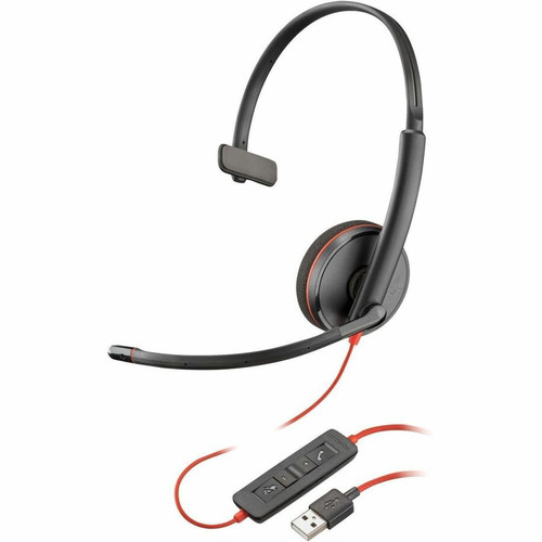 HP Blackwire C3210 Headset - Mono - USB Type A - Wired - 32 Ohm - 20 Hz - 20 kHz - On-ear, Over-the-head - Monaural - Open - 5.3 ft - (Fleet Network)