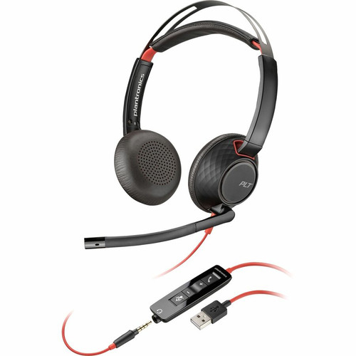 Poly Blackwire C5220 USB-A Headset - Stereo - USB Type A, Mini-phone (3.5mm) - Wired - 32 Ohm - 20 Hz - 20 kHz - On-ear, Over-the-head (Fleet Network)
