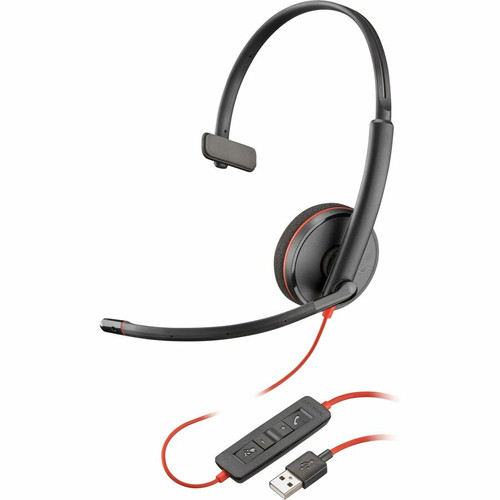 Poly Blackwire 3210 Monaural USB-A Headset (Bulk Qty.50) - Mono - USB Type A - Wired - 32 Ohm - 20 Hz - 20 kHz - On-ear - Monaural - - (Fleet Network)