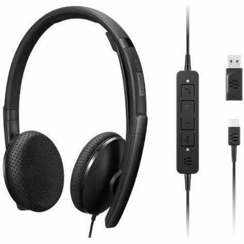Lenovo Wired VoIP Headset (UC) - Stereo - USB Type C - Wired - 2.2 Kilo Ohm - 20 Hz - 20 kHz - On-ear, Over-the-head - Binaural - - ft (Fleet Network)