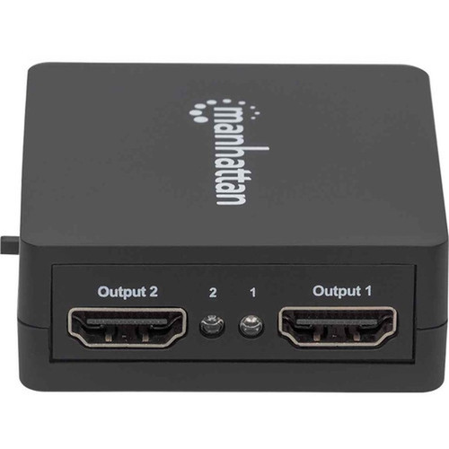 Manhattan HDMI Splitter 2-Port  1080p Black Displays output from x1 HDMI source to x2 HD displays same output to both displays - 207652