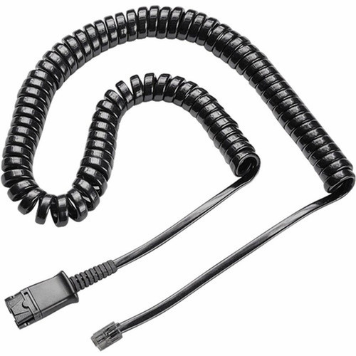 Poly M22 Replacement Coil Cord for Headset - 10 ft Quick DisconnectRJ-11 Phone Cable for Phone Headset - Black - 1 Each 85R38AA