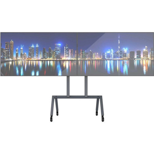 Heckler Design Cart Mount for Display Screen Camera Controller Barebone PC Power Adapter - Black Gray - 2 Displays Supported - - H701-BG