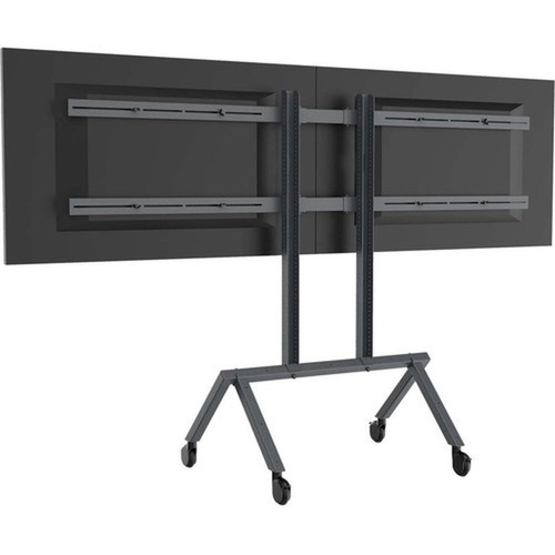 Heckler Design Cart Mount for Display Screen Camera Controller Barebone PC Power Adapter - Black Gray - 2 Displays Supported - - H701-BG