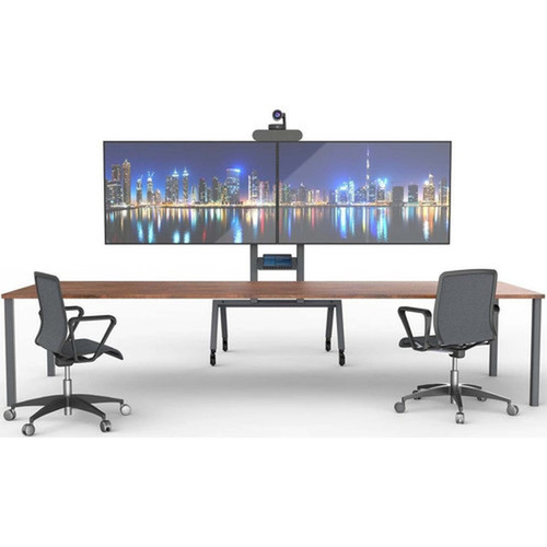 Heckler Design Cart Mount for Display Screen Camera Controller Barebone PC Power Adapter - Black Gray - 2 Displays Supported - - H701-BG