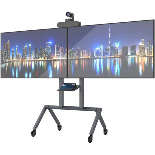 Heckler Design Cart Mount for Display Screen Camera Controller Barebone PC Power Adapter - Black Gray - 2 Displays Supported - - H701-BG