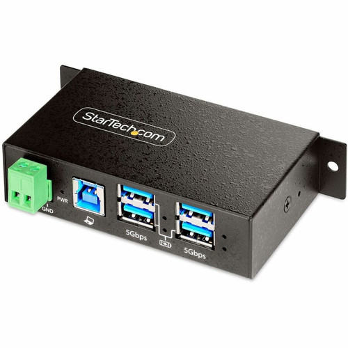 StarTech.com 4-Port Managed USB Hub, Heavy Duty Metal Industrial Housing, ESD & Surge Protection, Wall/Desk/Din-Rail Mountable, USB - (Fleet Network)