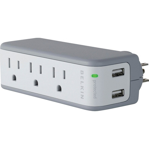 Belkin Mini Surge Protector with USB Charger - 3 x AC Power, 2 x USB - 918 J - 5 V DC Output (Fleet Network)