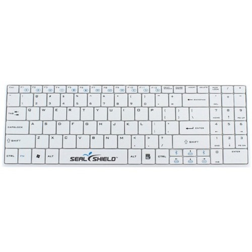 Seal Shield Cleanwipe Wireless Waterproof Keyboard - Wireless Connectivity - RF - 240 GHz - English US - QWERTY Layout - White SSWKSV099W