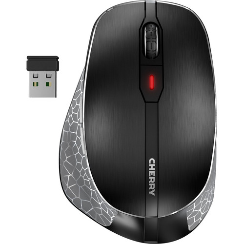 CHERRY MW 8C ERGO Rechargeable Wireless Mouse - Optical - Wireless - Bluetooth/Radio Frequency - 2.40 GHz - Rechargeable - Black - USB (Fleet Network)