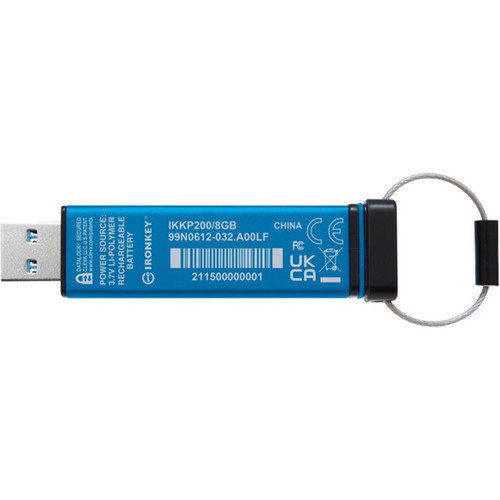IronKey Keypad 200 8GB USB 32 Gen 1 Type A Flash Drive - 8 GB - USB 32 Gen 1 Type A - 145 MBs Read Speed - 115 MBs Write Speed IKKP2008GB