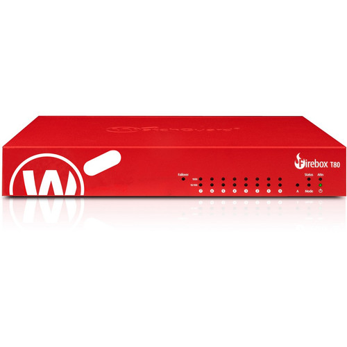 WatchGuard Trade Up to WatchGuard Firebox T80 with 1-yr Basic Security Suite (US) - 8 Port - 10/100/1000Base-T - Gigabit Ethernet - 6 (Fleet Network)