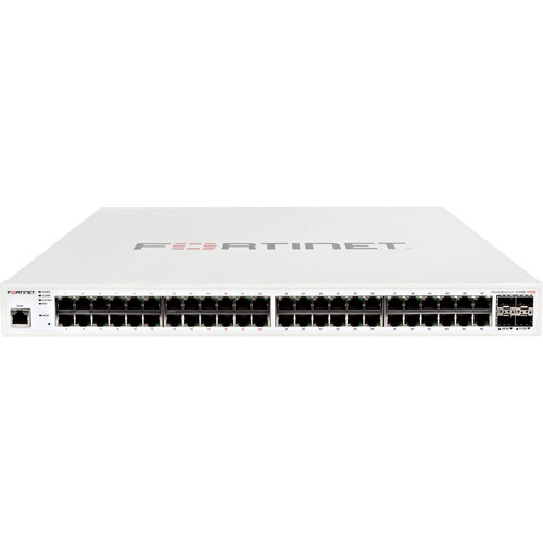 Fortinet FortiSwitch FS-248E-POE Ethernet Switch - 48 Ports - Manageable - 3 Layer Supported - Modular - 4 SFP Slots - 51.60 W Power - (Fleet Network)