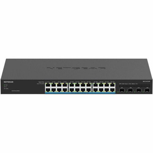 Netgear 24-Port Multi-Gigabit 25G Ethernet Ultra60 PoE Smart Switch with 4 SFP Ports - 24 Ports - Manageable - 10 Gigabit - - 4 MS324TXUP-100NAS