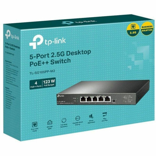 TP-Link 5-Port 25G Desktop Switch with 4-Port PoE - 5 Ports - 25 Gigabit Ethernet - 25GBase-T - 2 Layer Supported - 14337 W - - TL-SG105PP-M2