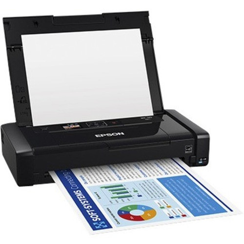 Epson WorkForce WF-110 Portable Inkjet Printer - Color - 14 ppm Mono  11 ppm Color - 5760 x 1440 dpi Print - 20 Sheets Input - LAN - C11CH25201
