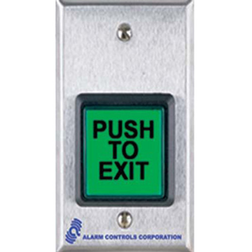 Alarm Controls TS-2T Push Button - Single Gang - Green - Stainless Steel - For Door (Fleet Network)