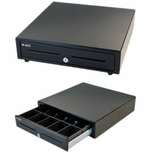 apg Genesis Cash Drawer - USD 5 Bill - 5 Coin - 2 Media Slot - 4 Lock Position - USB - Stainless Steel Plastic - Textured Black - x VB554A-BL1616