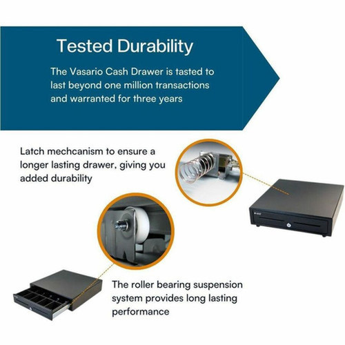 apg Genesis Cash Drawer - USD 5 Bill - 5 Coin - 2 Media Slot - 4 Lock Position - USB - Stainless Steel Plastic - Textured Black - x VB554A-BL1616