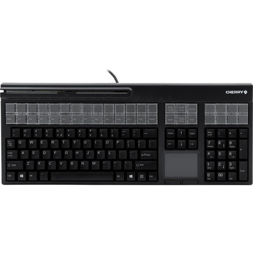 CHERRY LPOS G86-71411 POS Keyboard - 127 Keys - QWERTY Layout - 42 Relegendable Keys - Magnetic Stripe Reader - USB - Black G86-71411EUADAA
