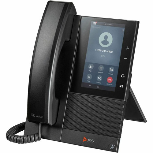 Poly CCX 505 IP Phone - Corded - Corded/Cordless - Bluetooth, Wi-Fi - Desktop, Wall Mountable - Black - 24 x Total Line - VoIP - 5" - (Fleet Network)
