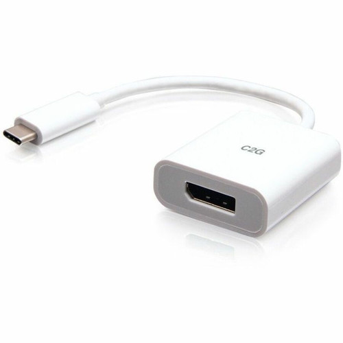 C2G USB-C to DisplayPort Adapter Converter - 4K 60Hz - White - 4.6" DisplayPort/USB-C A/V Cable for MacBook, MacBook Air, MacBook Pro, (Fleet Network)